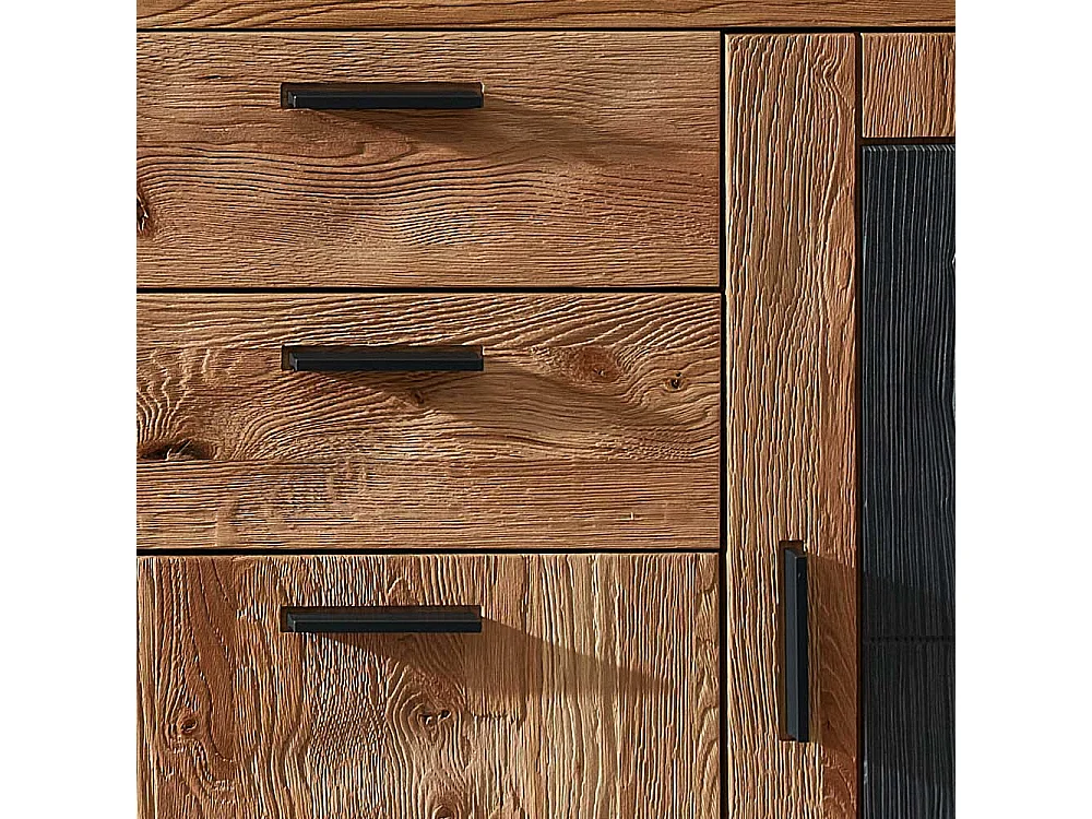 Schuhschrank aus Wildeiche teilmassiv Türen und Schubladen