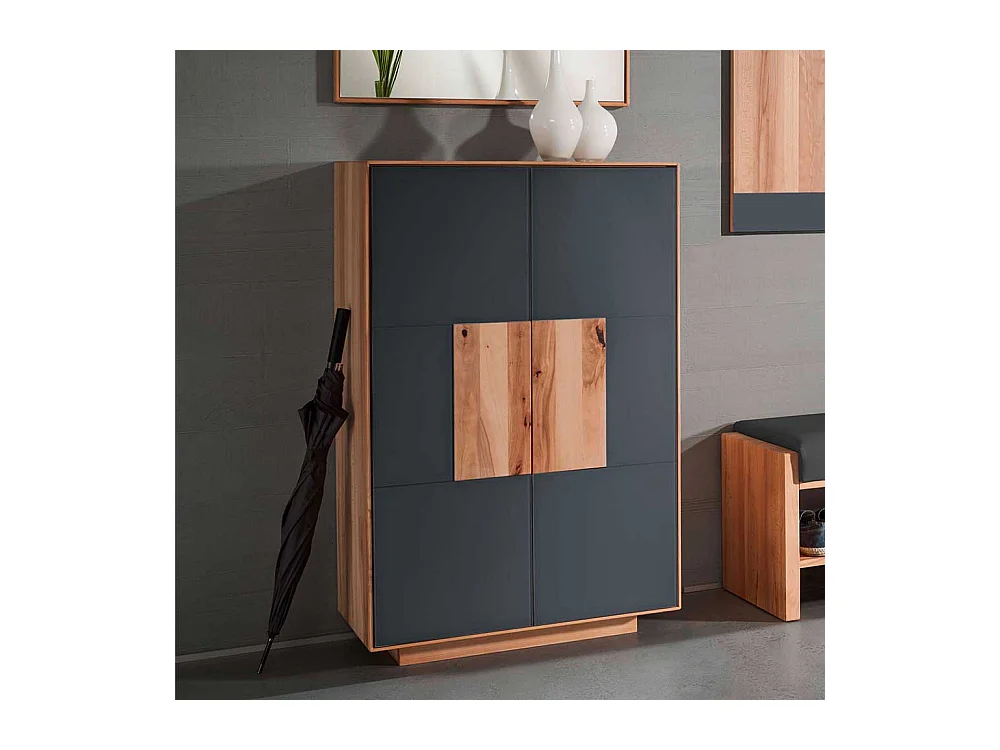 Garderobenschuhschrank in Anthrazit und Kernbuche massiv Made in Germany