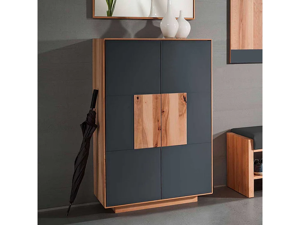 Garderobenschuhschrank in Anthrazit und Kernbuche massiv Made in Germany