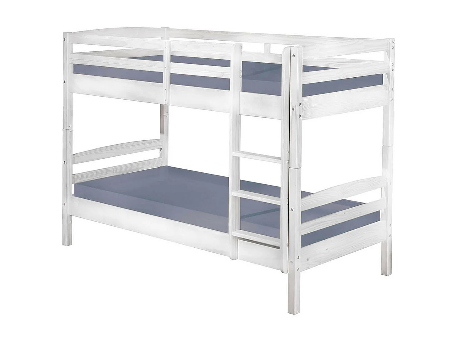 ALASKA - Pack Lits Superposés 90x190 Blancs + 2 Matelas Ibiza