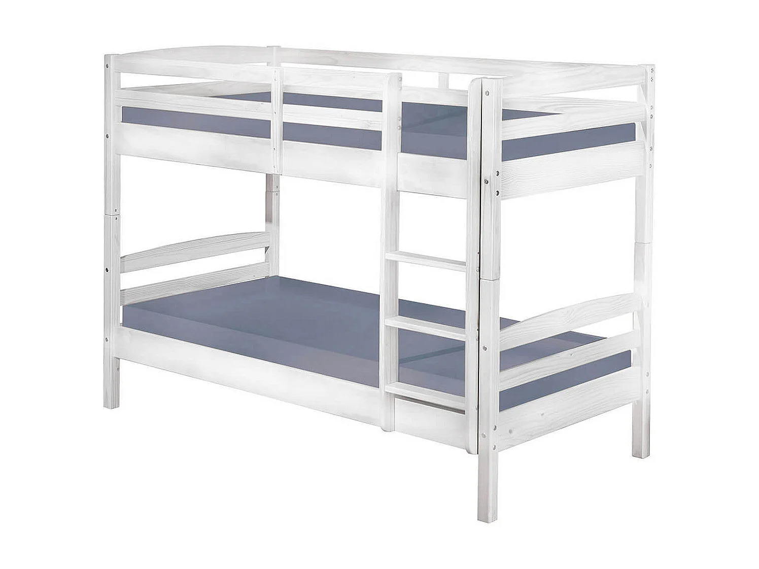 ALASKA - Pack Lits Superposés 90x200 Blancs + 2 Matelas Ibiza