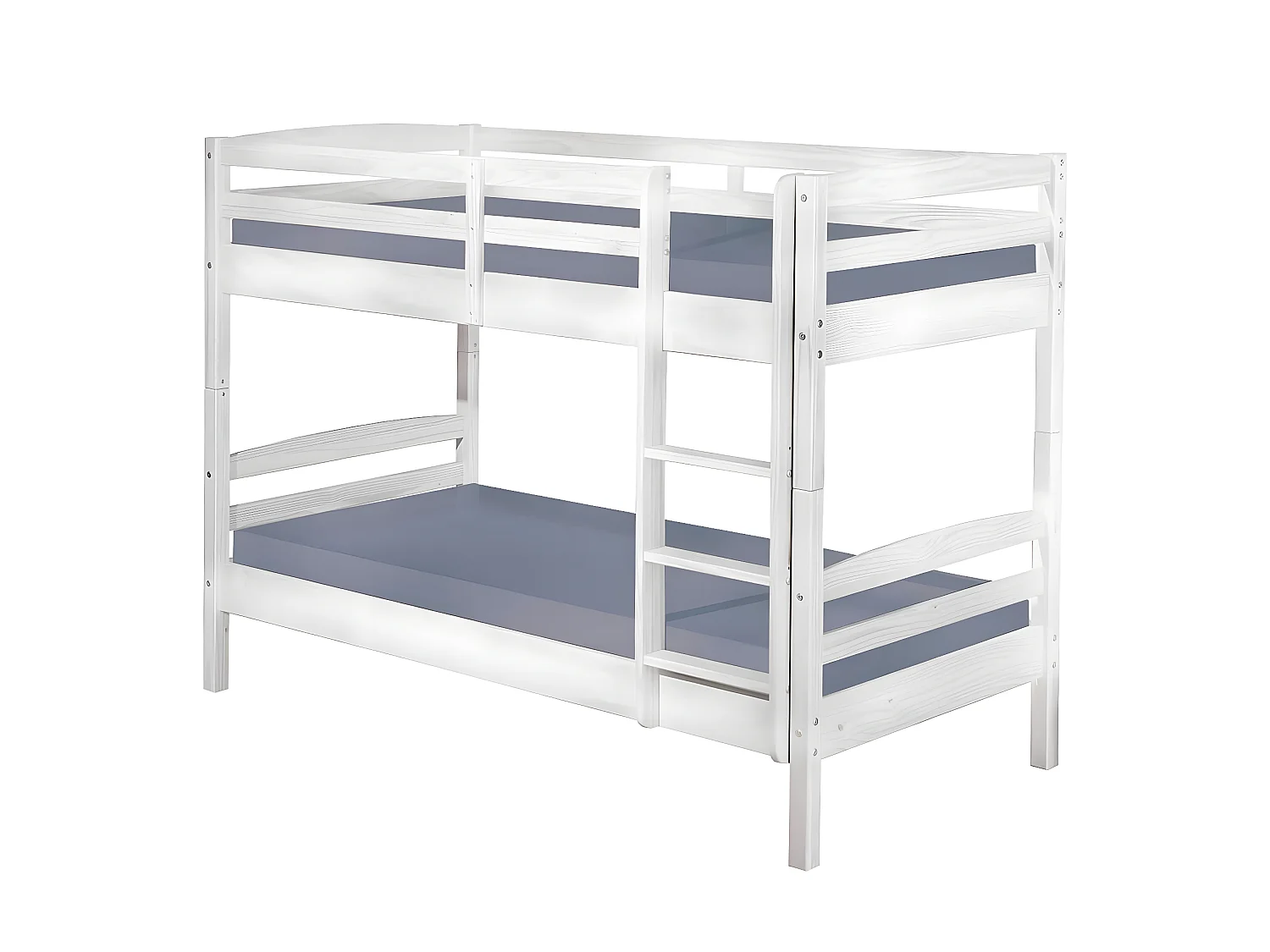 ALASKA - Pack Lits Superposés 90x190 Blancs + 2 Matelas Maldives