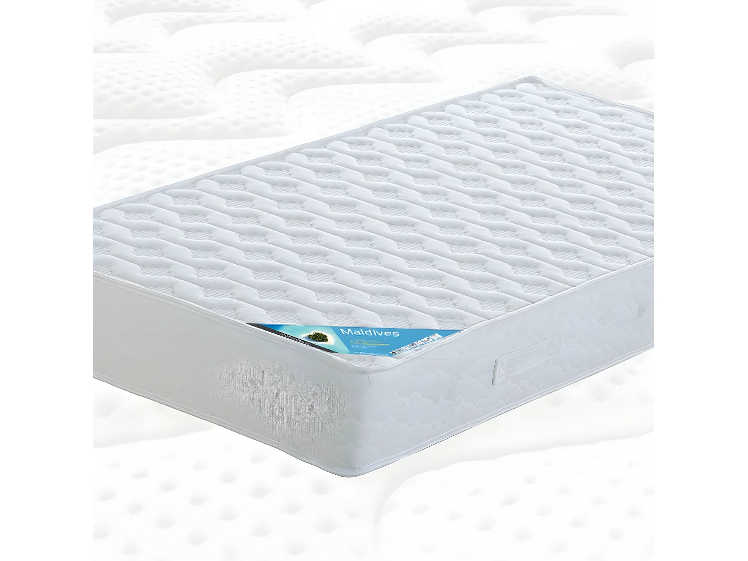 ALASKA - Pack Lits Superposés 90x190 Blancs + 2 Matelas Maldives