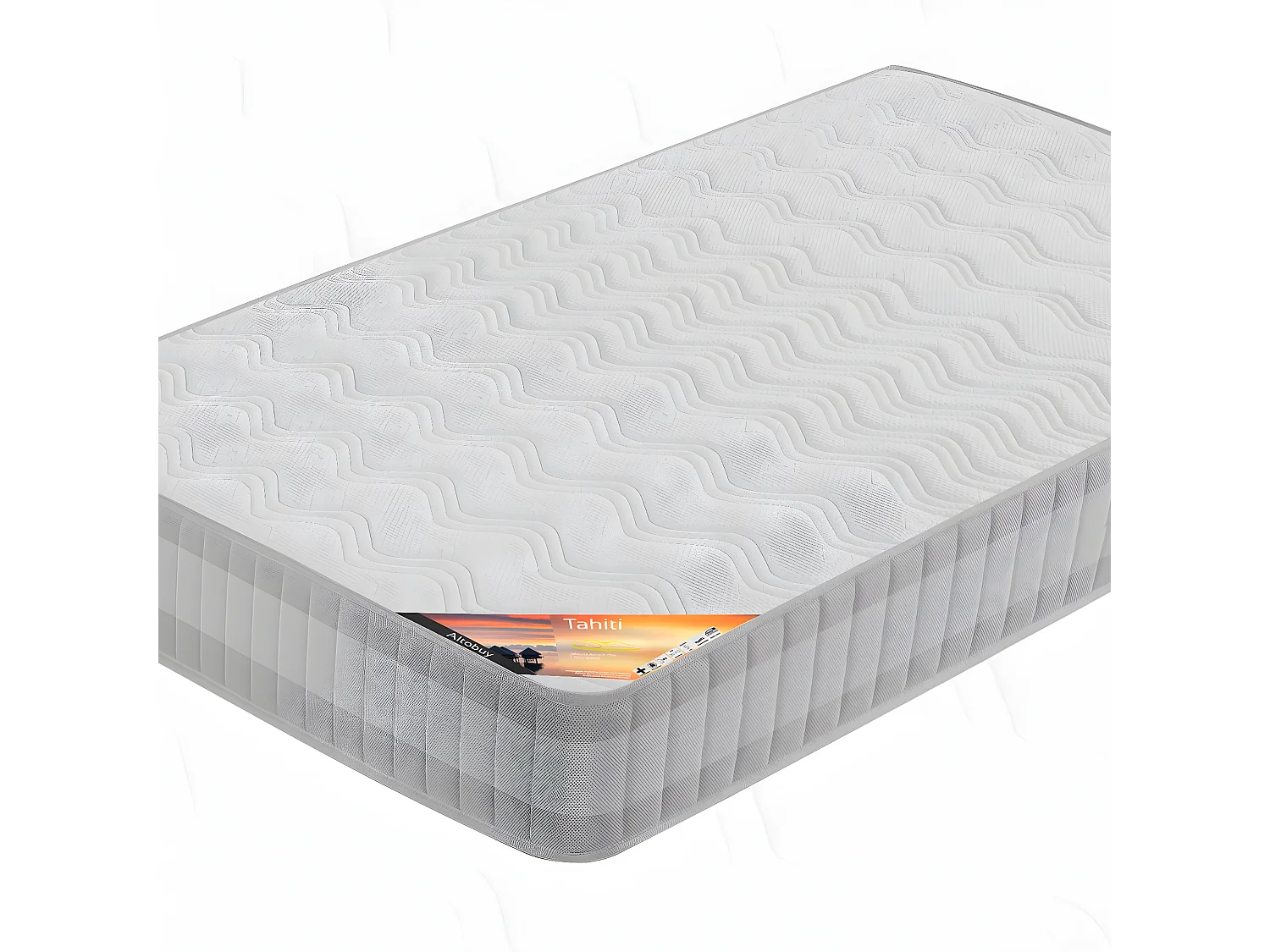 ALASKA - Pack Lits Superposés 90x190 Blancs + 2 Matelas Tahiti