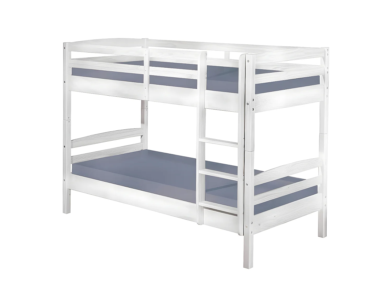 ALASKA - Pack Lits Superposés 90x190 Blancs + 2 Matelas Tahiti