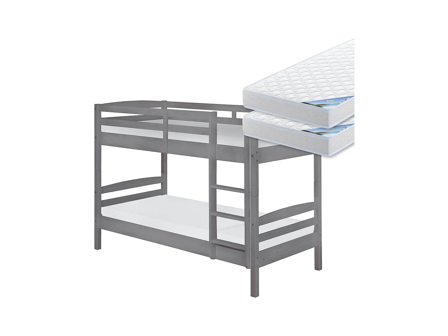 STRADI - Pack Lits Superposés 90x200cm + 2 Matelas Ibiza