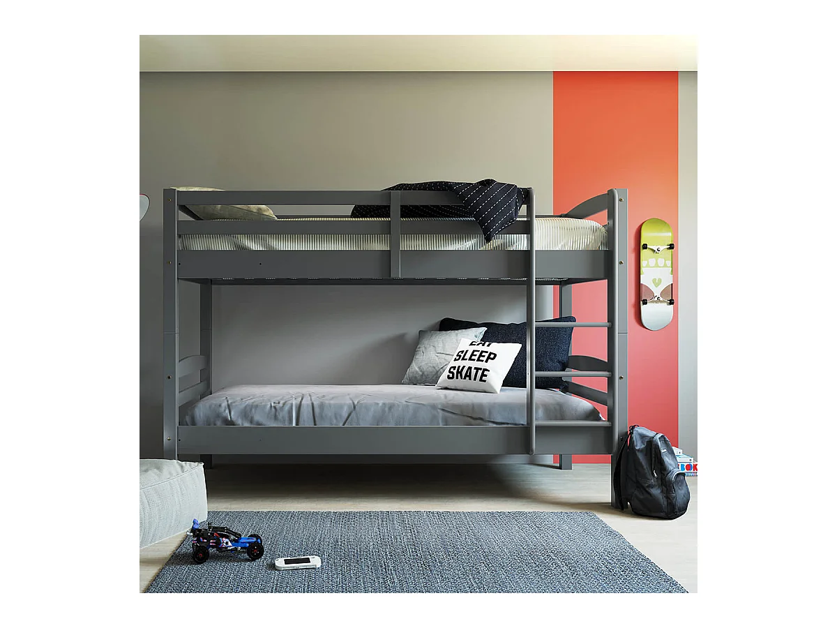 STRADI - Pack Lits Superposés 90x200cm + 2 Matelas Ibiza