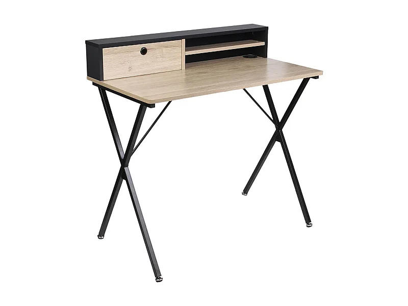 CAHILL - Bureau Multi-Rangement Effet Bois et Noir