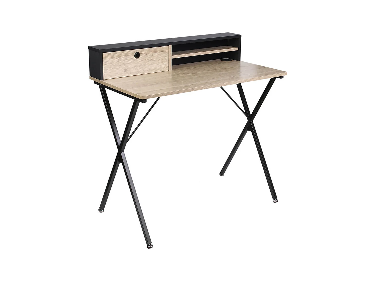 CAHILL - Bureau Multi-Rangement Effet Bois et Noir