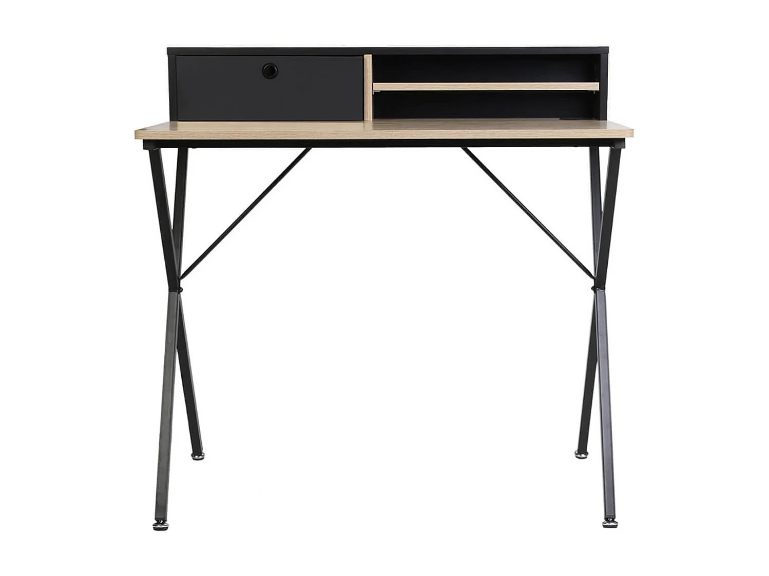 CAHILL - Bureau Multi-Rangement Effet Bois et Noir