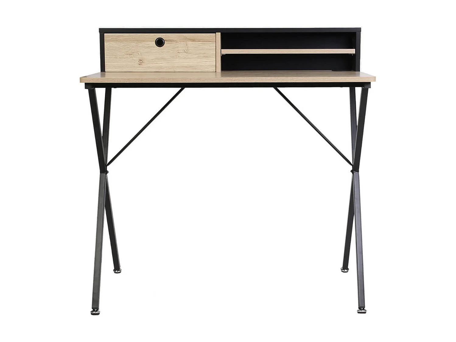CAHILL - Bureau Multi-Rangement Effet Bois et Noir