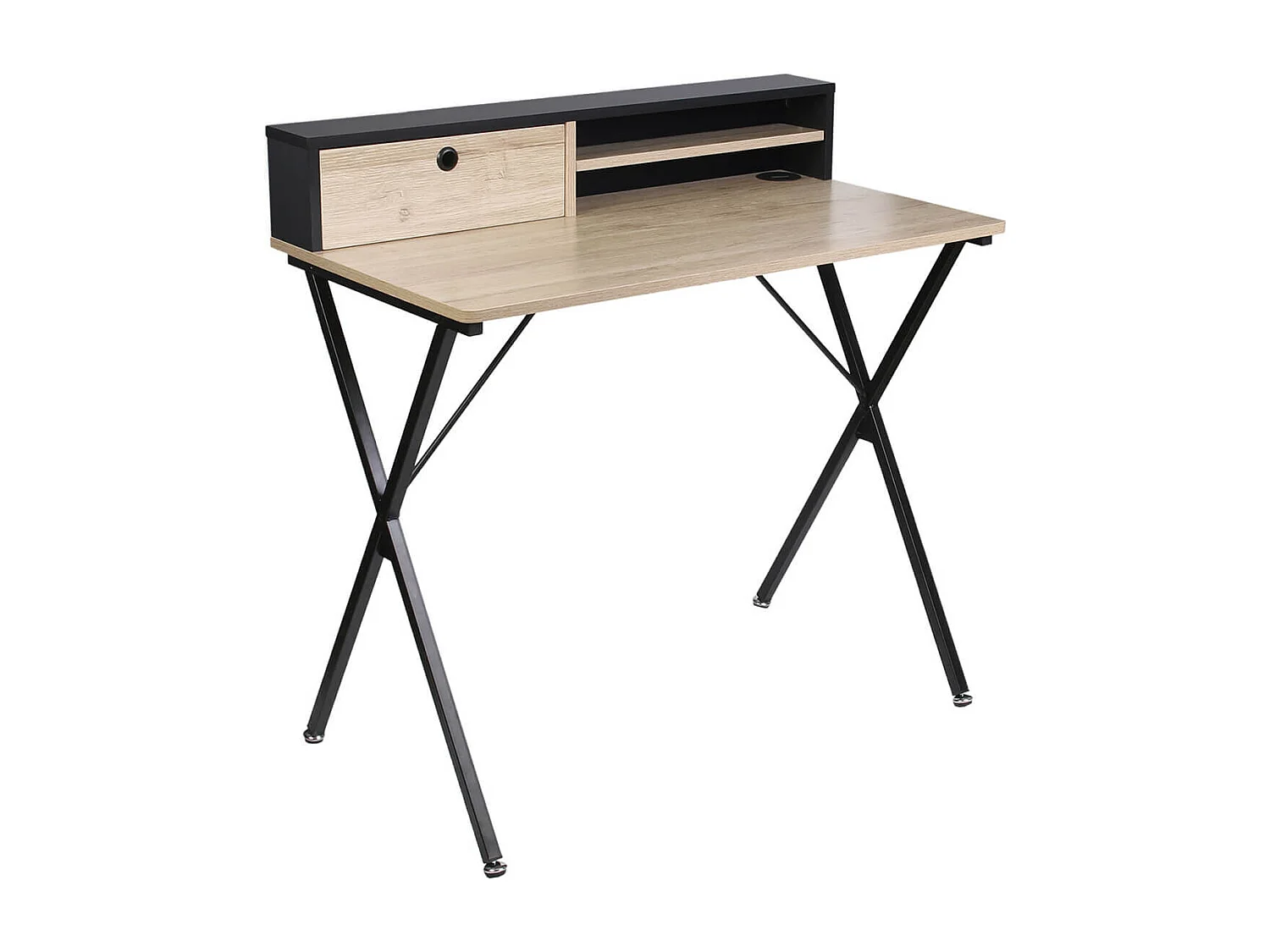 CAHILL - Bureau Multi-Rangement Effet Bois et Noir