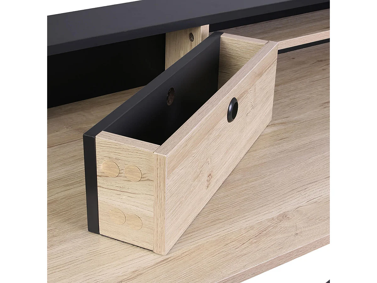 CAHILL - Bureau Multi-Rangement Effet Bois et Noir