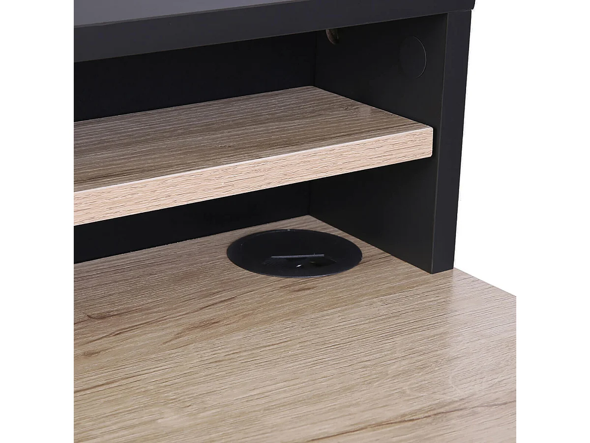 CAHILL - Bureau Multi-Rangement Effet Bois et Noir