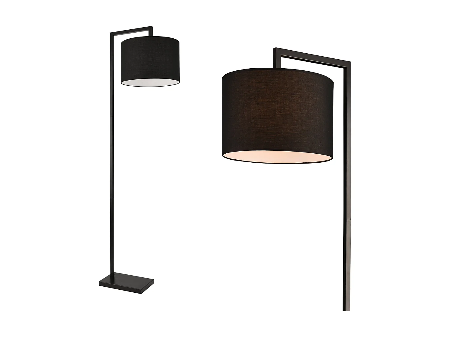 Candeeiro de pé candeeiro de pé com abajur de metal e tecido preto 161 cm 03_0002433