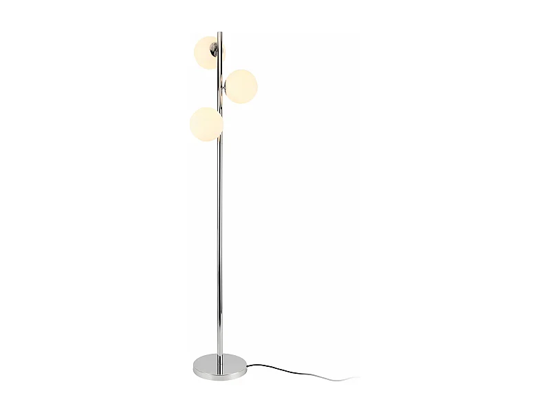 Lámpara de pie Lámpara de pie Lámpara de pie Metal y Cristal 3 x E14 154 cm Cromo y Blanco 03_0002438