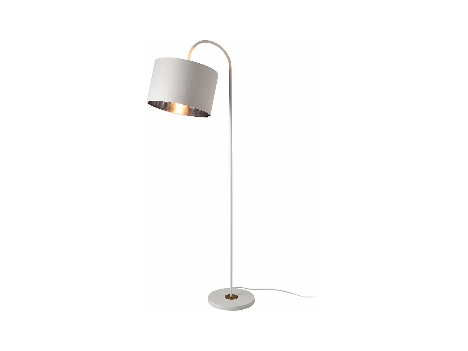 Lampada da terra moderna di design in metallo e tessuto 173 cm bianco 03_0005251
