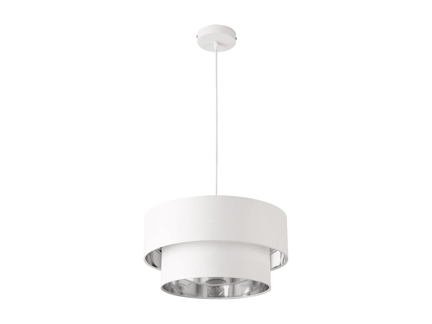 Pendente de luminária suspensa 60 w de diâmetro 40 cm branco prateado 03_0005262