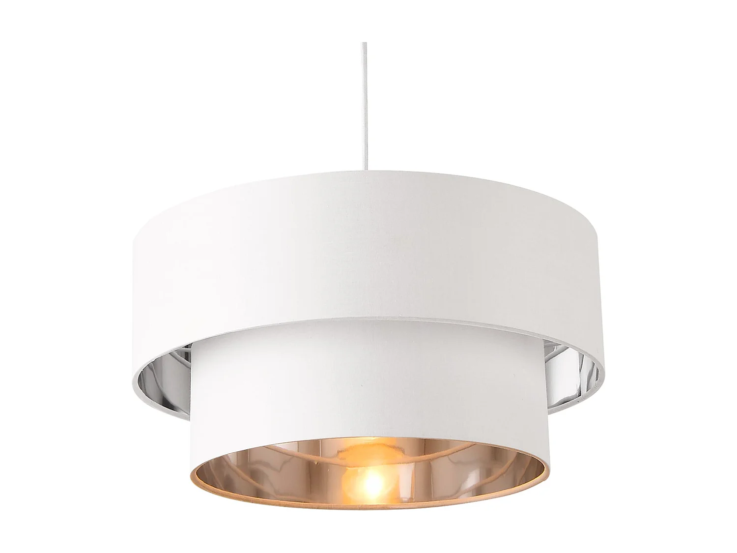 Pendente de luminária suspensa 60 w de diâmetro 40 cm branco prateado 03_0005262