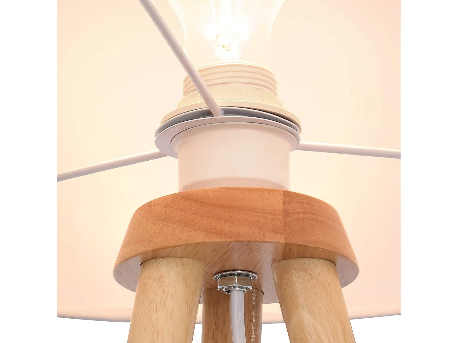 Lampadaire trépied led en bois blanche 45 x 45 x 145 cm 01_0000403