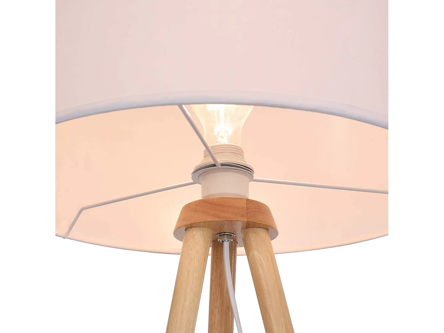 Lampadaire trépied led en bois blanche 45 x 45 x 145 cm 01_0000403