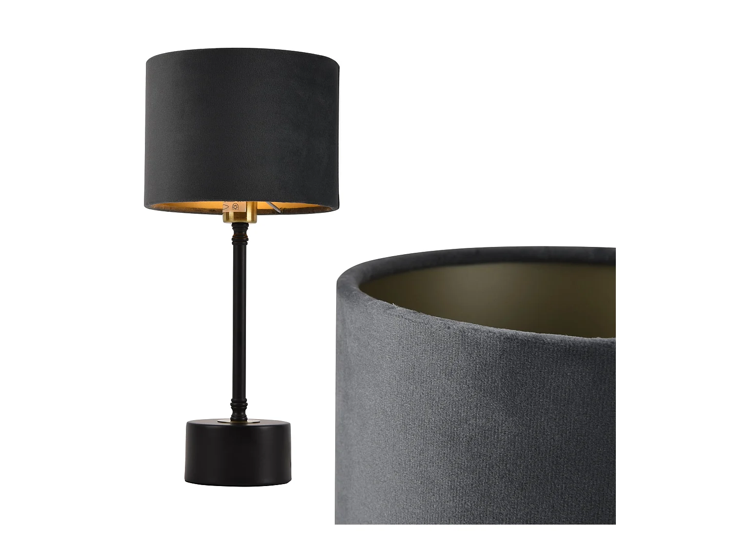 Candeeiro de mesa Candeeiro de mesa flanela metálica 39 cm preto cobre e cinza 03_0002512