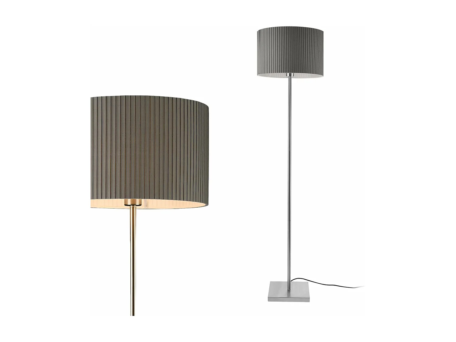 Lampada da terra piantana struttura in metallo paralume in tessuto 1 x e27 grigio 151 cm 03_0002435