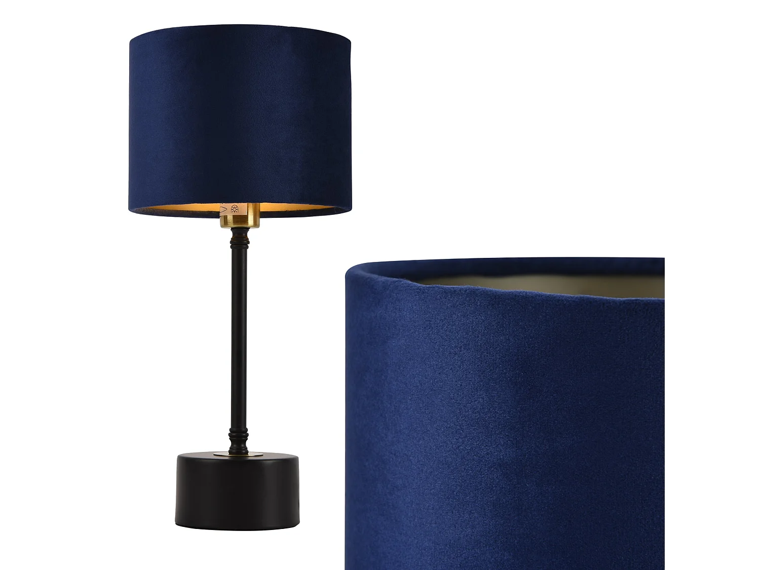 Lámpara de mesa lámpara de escritorio metal franela negro cobre y azul E14 39 cm 03_0002511