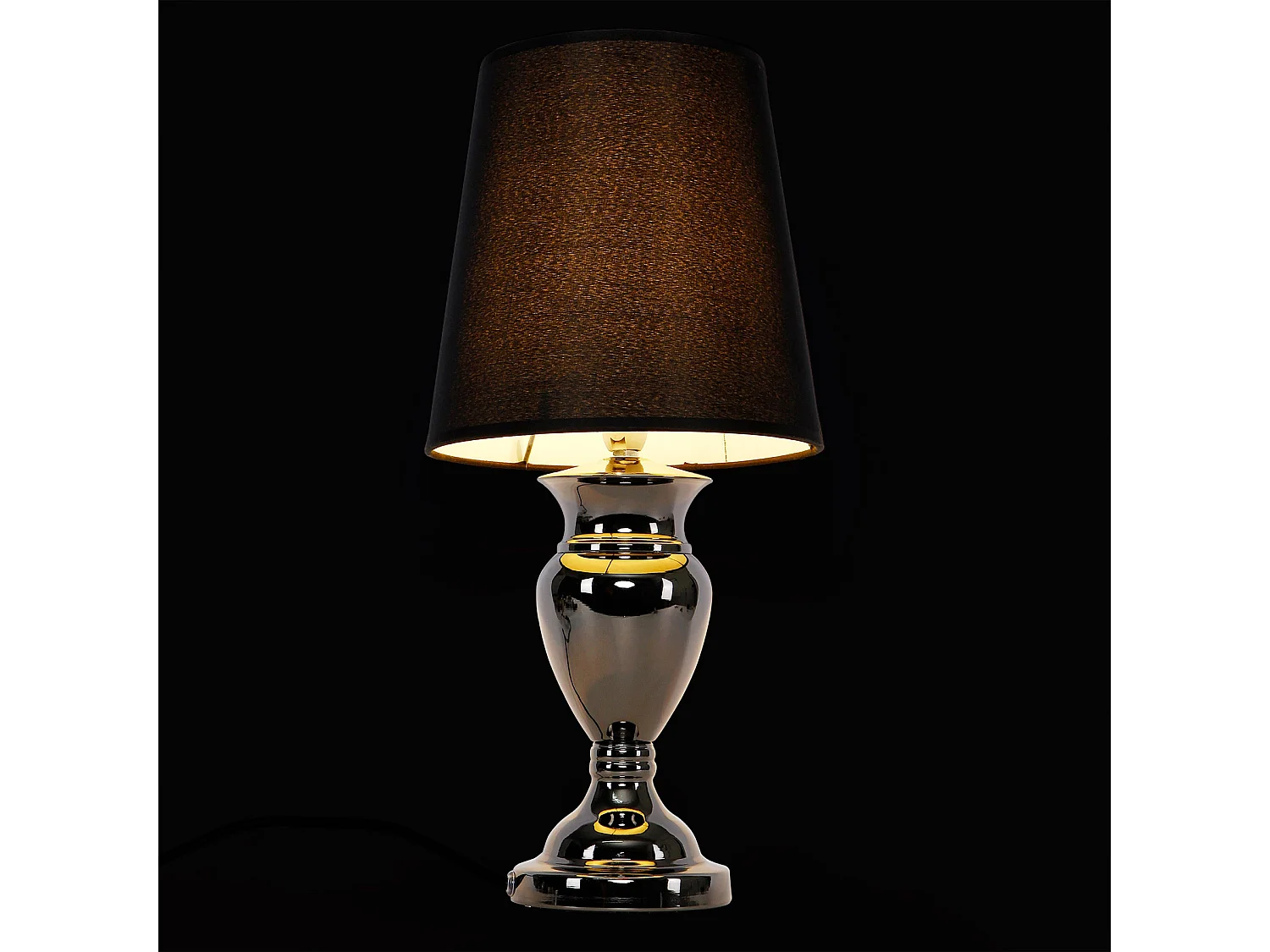 Candeeiro de mesa de cabeceira candeeiro de leitura em alumínio e tecido preto e cromado 48 cm 03_0002515