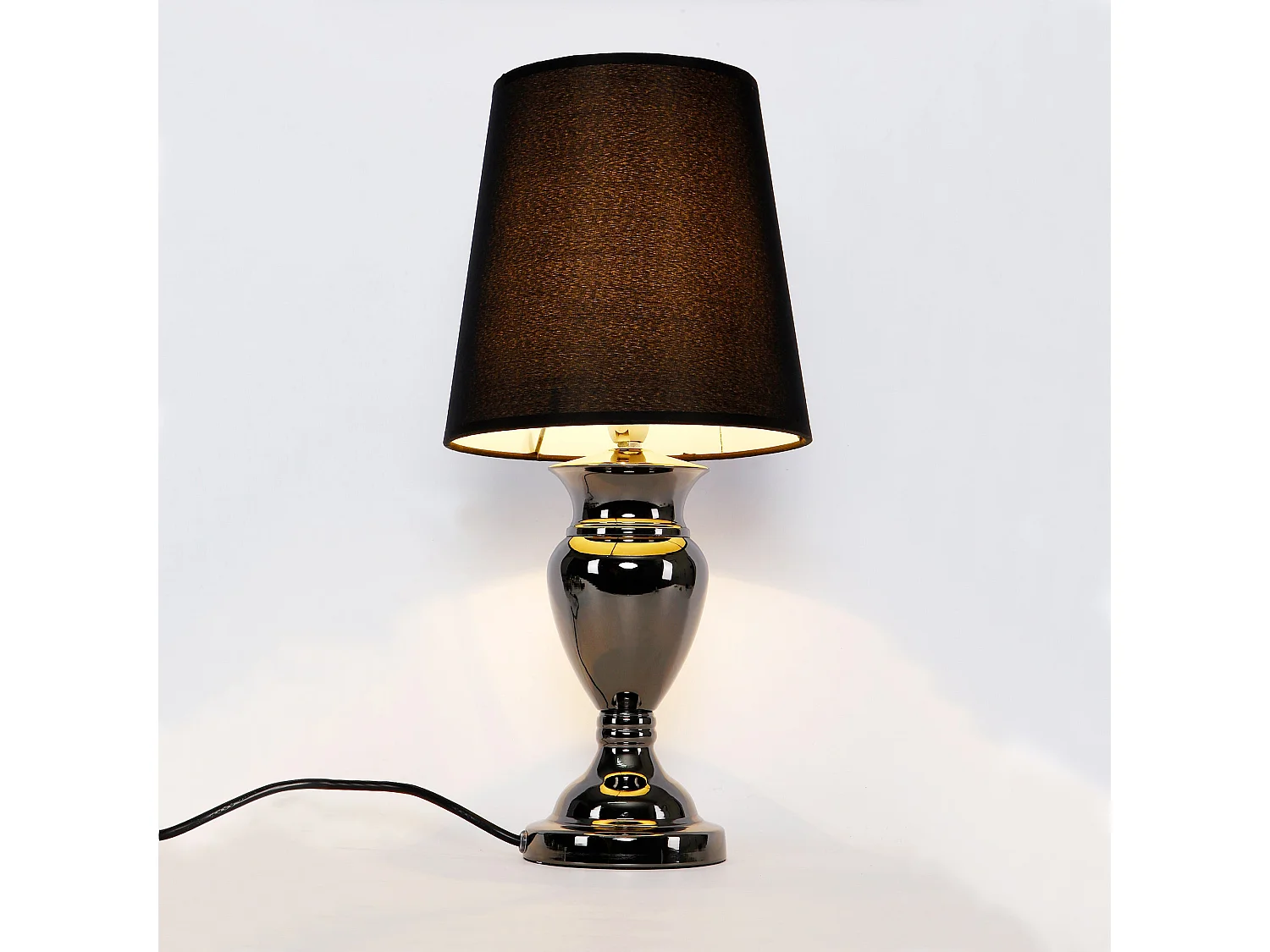 Candeeiro de mesa de cabeceira candeeiro de leitura em alumínio e tecido preto e cromado 48 cm 03_0002515