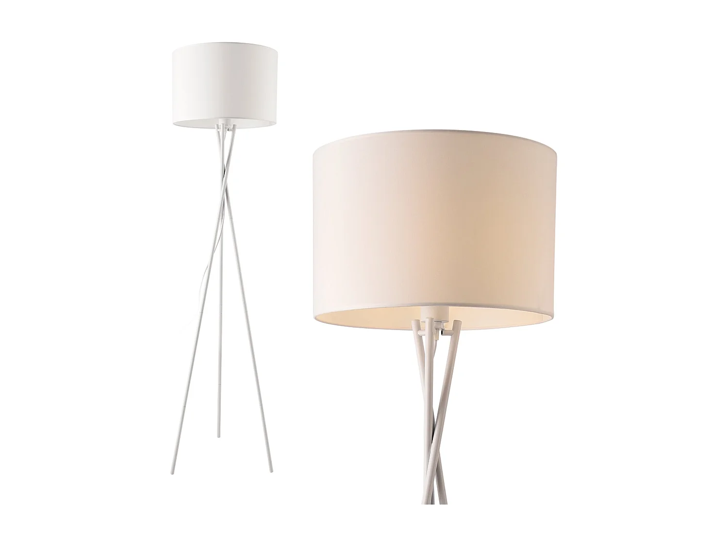 Lampada da terra moderna treppiede lampada da terra tessuto metallo altezza 154 cm bianco 03_0005254