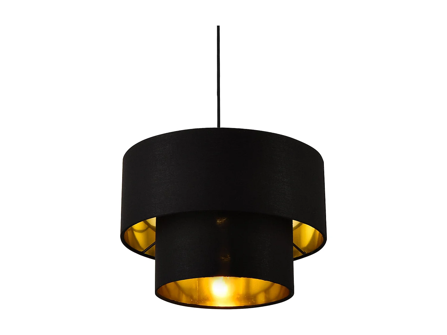 Lampada a sospensione moderna design sospensione attacco e27 60 w in metallo e tessuto diametro 30 cm oro nero 03_0005261