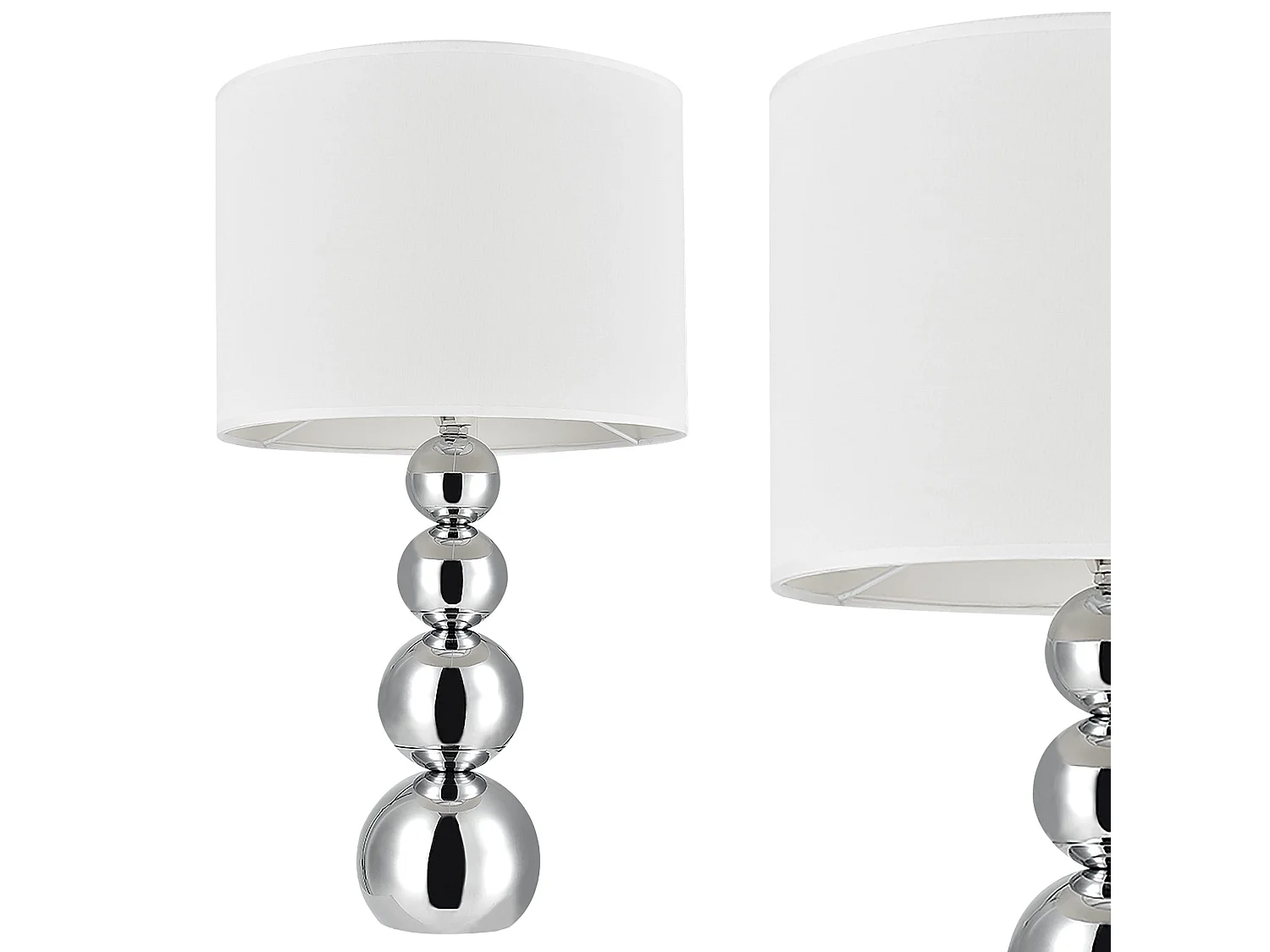 Lampada da comodino e14 metallo tessile 43 cm bianco e cromo 03_0002514