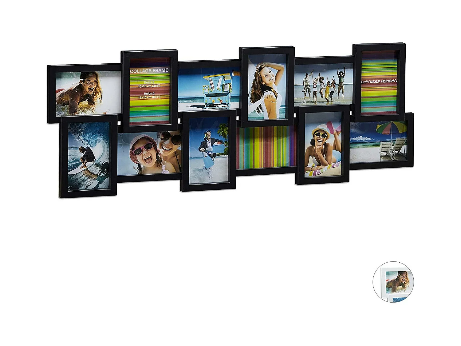 Cadre photo pour 12 noire 81 x 2 x 30 cm 13_0000594_2