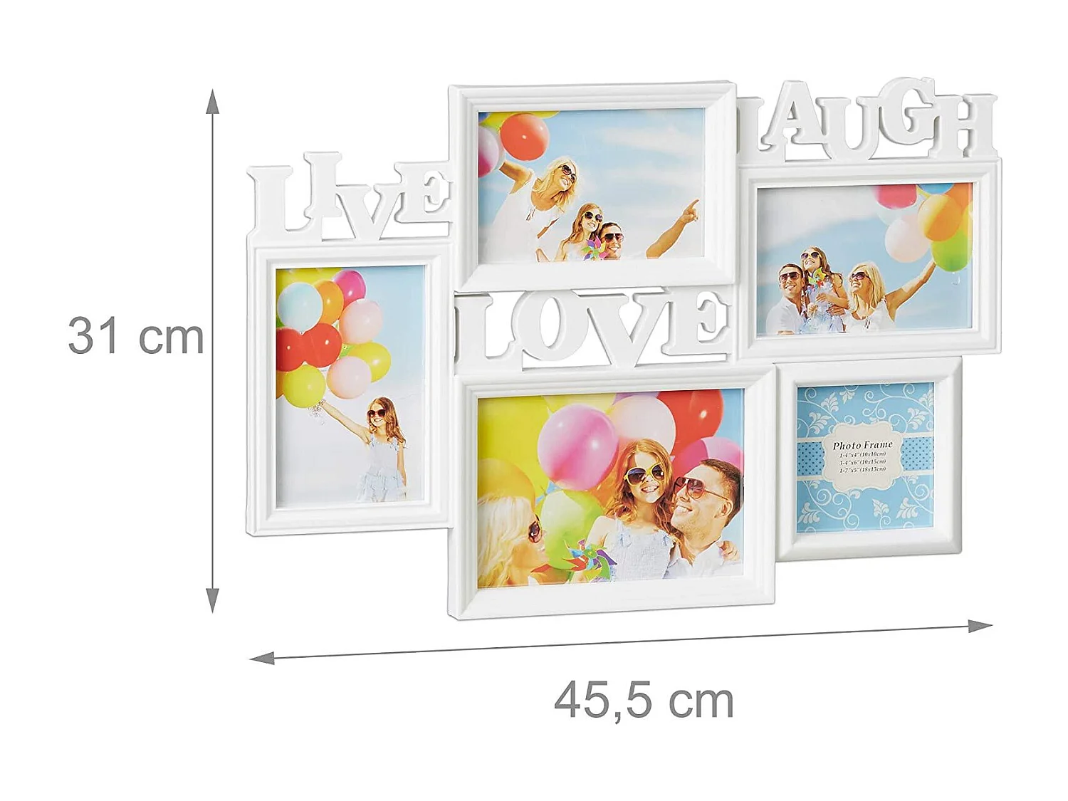 Cadre pêle-mêle 5 photos blanche 45.5 x 2 x 31 cm 13_0000598_2