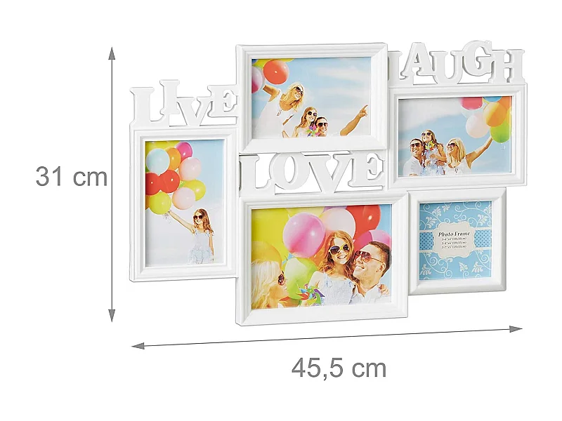 Cadre pêle-mêle 5 photos blanche 45.5 x 2 x 31 cm 13_0000598_2