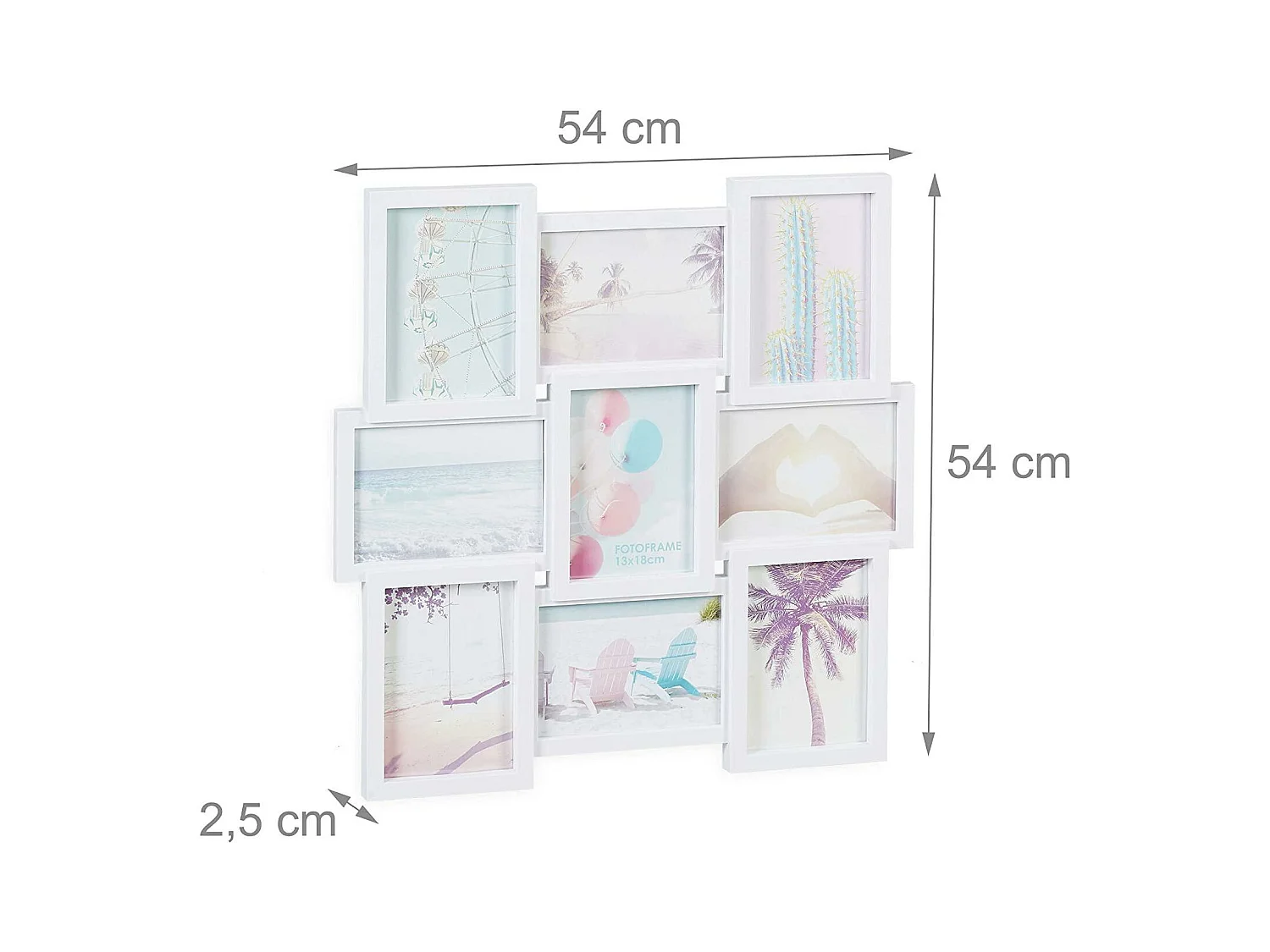Cadre photos pêle mêle blanche 54 x 2.5 x 54 cm 13_0000600