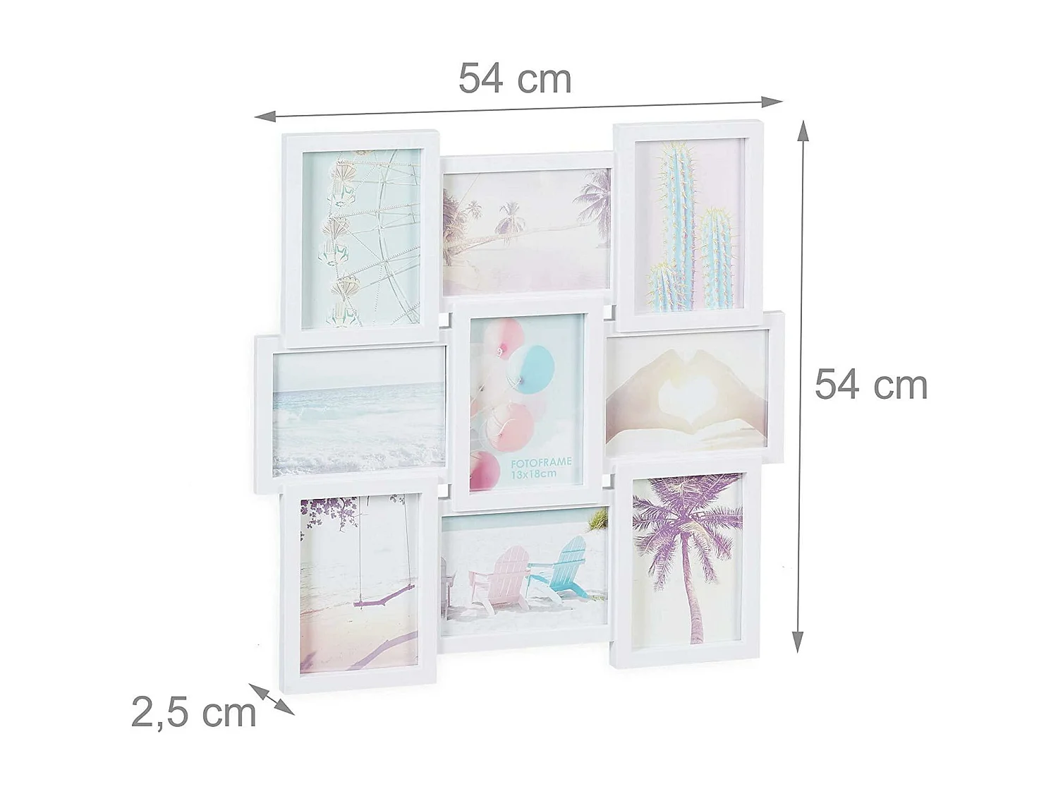 Cadre photos pêle mêle blanche 54 x 2.5 x 54 cm 13_0000600