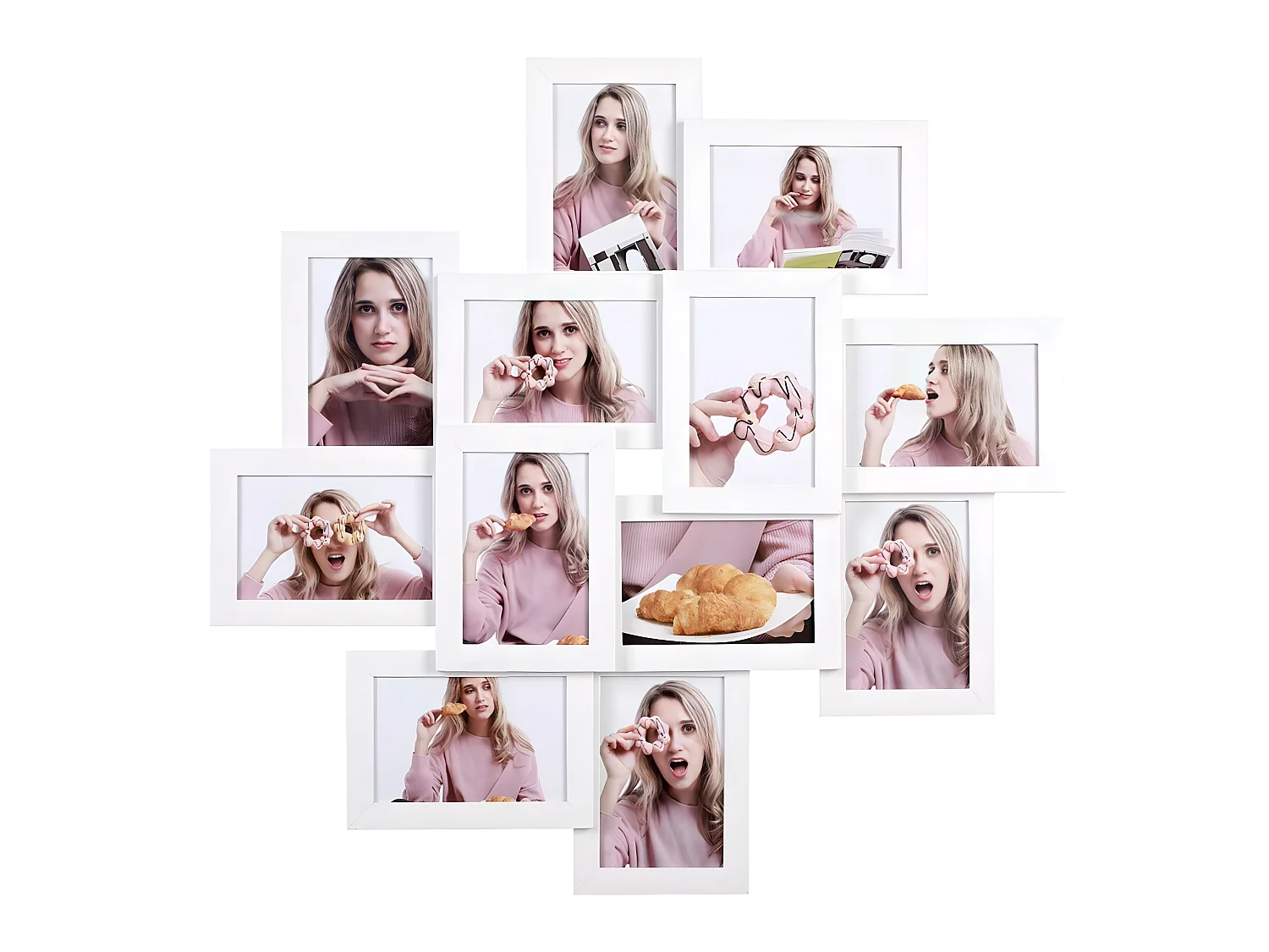 Porta-retratos com capacidade para 12 fotos de 10 x 15 cm requer montagem painel de vidro branco 12_0002563