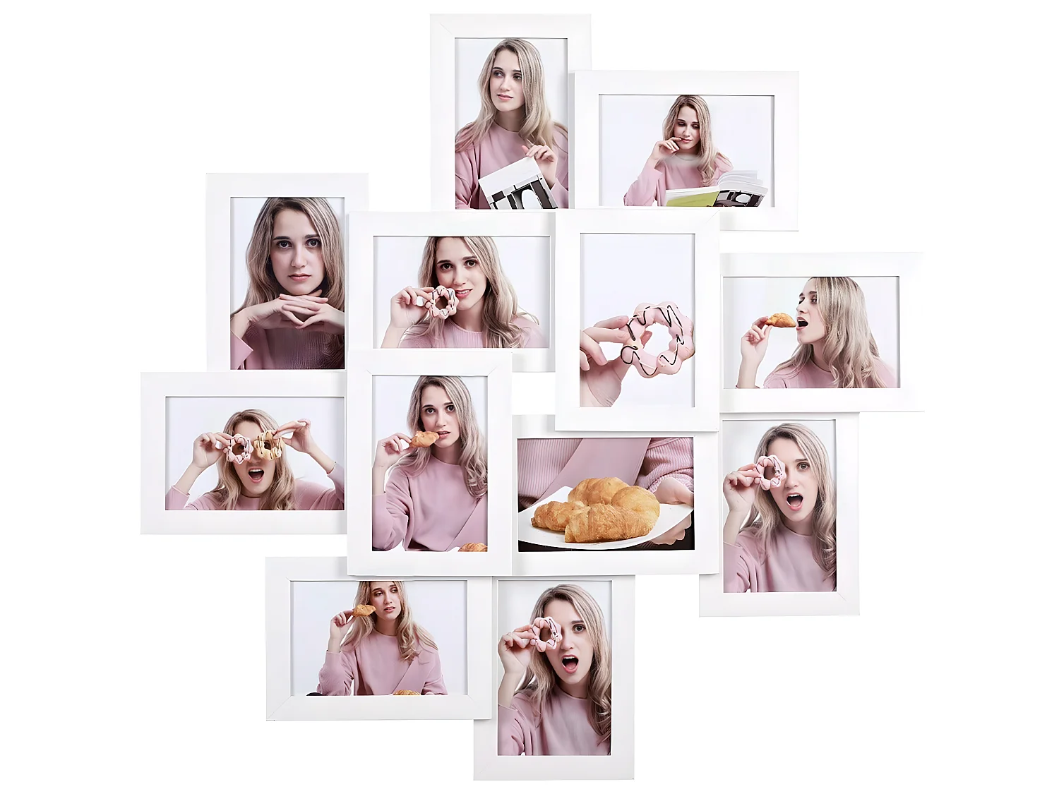 Porta-retratos com capacidade para 12 fotos de 10 x 15 cm requer montagem painel de vidro branco 12_0002563