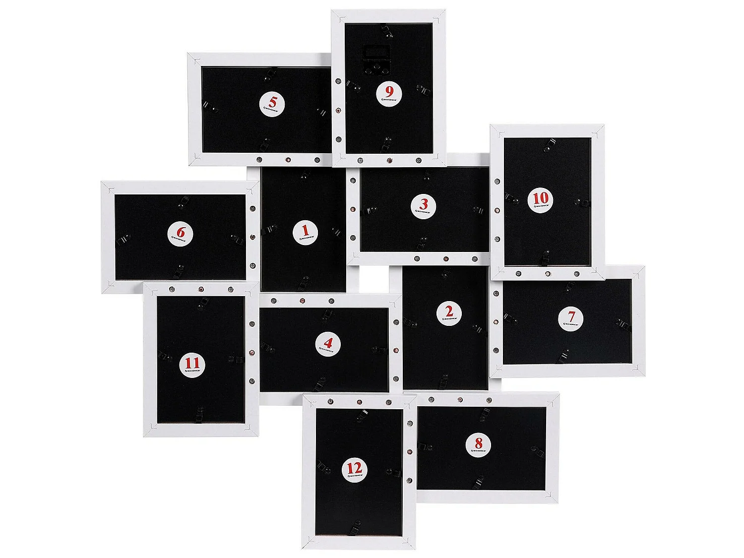 Porta-retratos com capacidade para 12 fotos de 10 x 15 cm requer montagem painel de vidro branco 12_0002563