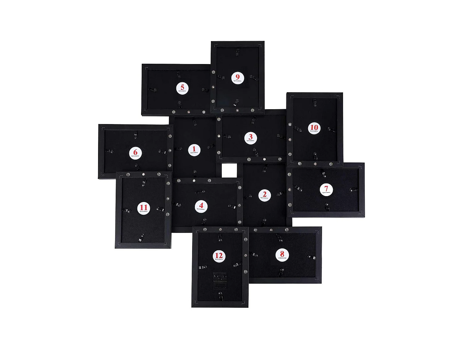 Moldura fotográfica com capacidade para 12 fotos de 10 x 15 cm requer montagem painel de vidro preto 12_0002566