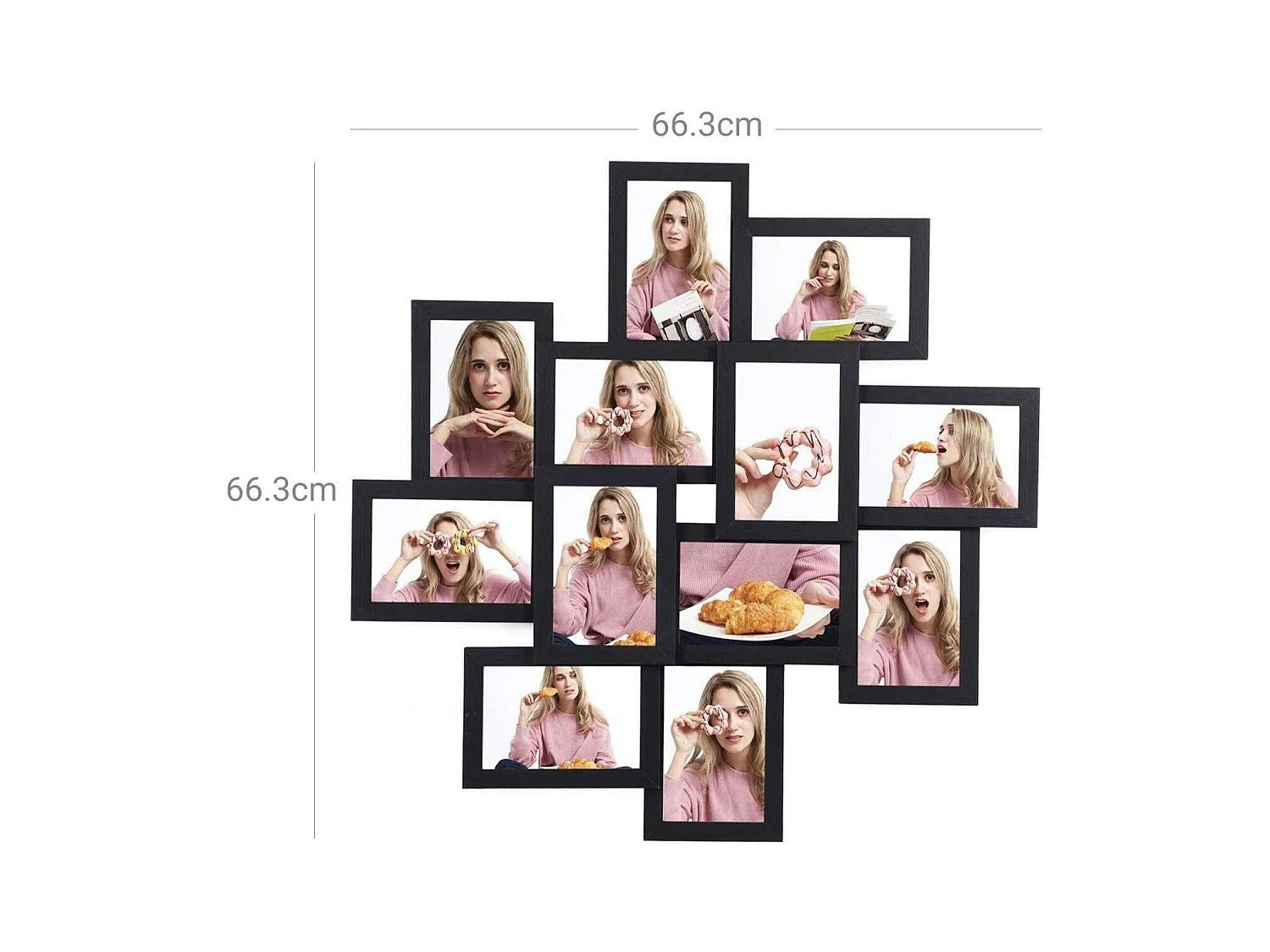 Moldura fotográfica com capacidade para 12 fotos de 10 x 15 cm requer montagem painel de vidro preto 12_0002566