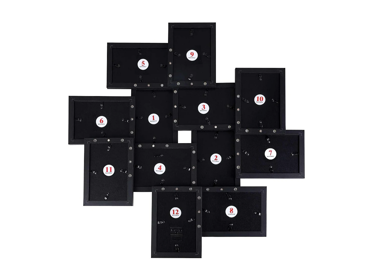 Moldura fotográfica com capacidade para 12 fotos de 10 x 15 cm requer montagem painel de vidro preto 12_0002566