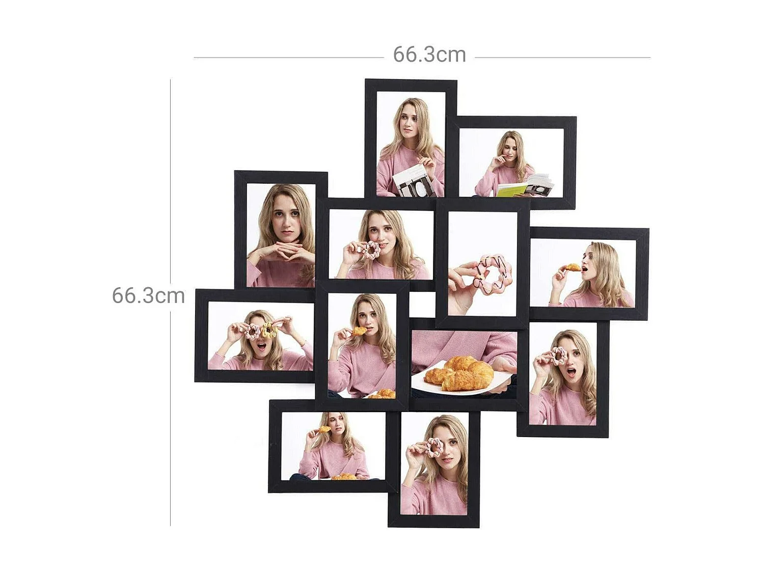 Moldura fotográfica com capacidade para 12 fotos de 10 x 15 cm requer montagem painel de vidro preto 12_0002566