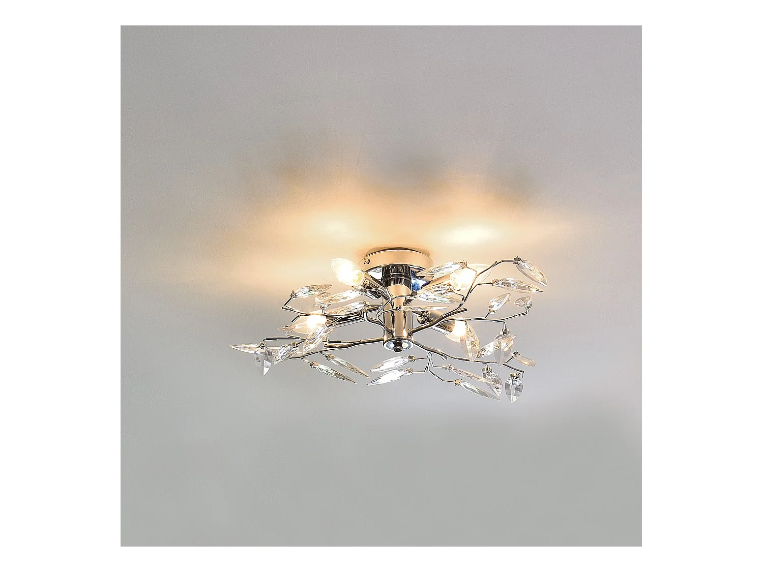 Plafonnier cristal suspension luminaire design LED diamètre 47,5 cm métal chrome argent 03_0005930