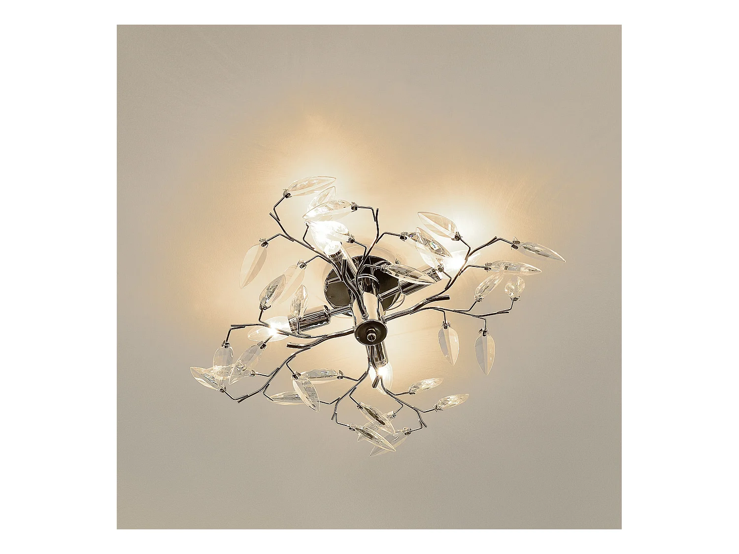 Plafonnier cristal suspension luminaire design LED diamètre 47,5 cm métal chrome argent 03_0005930