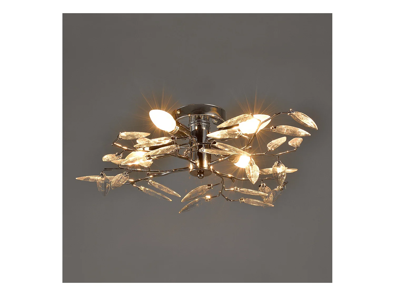 Plafonnier cristal suspension luminaire design LED diamètre 47,5 cm métal chrome argent 03_0005930