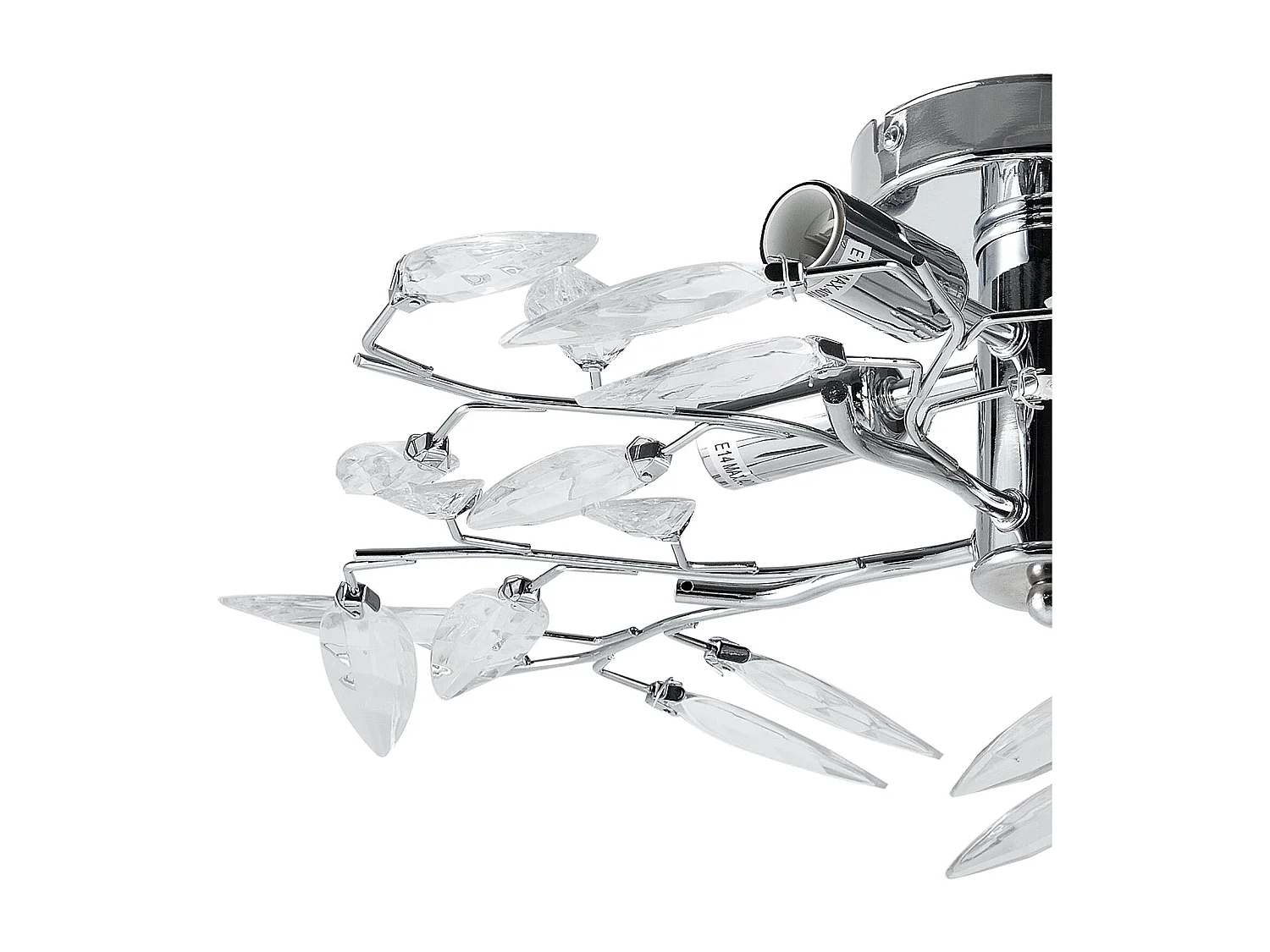 Plafonnier cristal suspension luminaire design LED diamètre 47,5 cm métal chrome argent 03_0005930