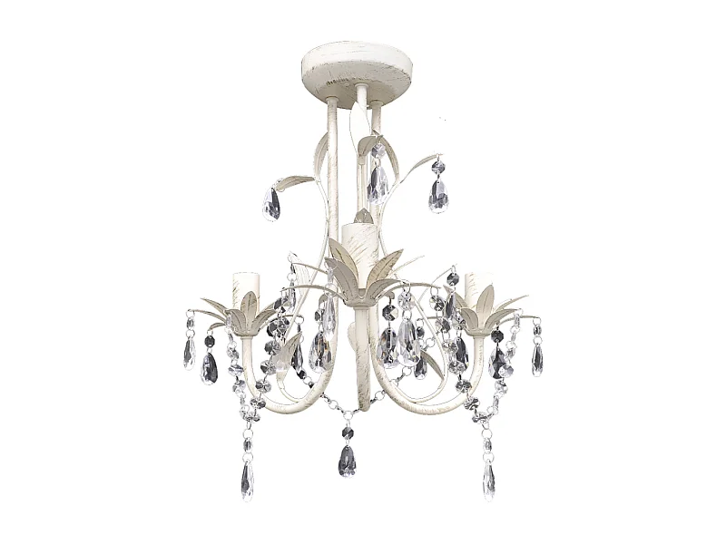 Lustre plafonnier suspendu lampe antique cristal 30 cm blanc 2402016